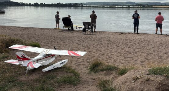 View across the sand with an Eflite Apprentice in the foreground